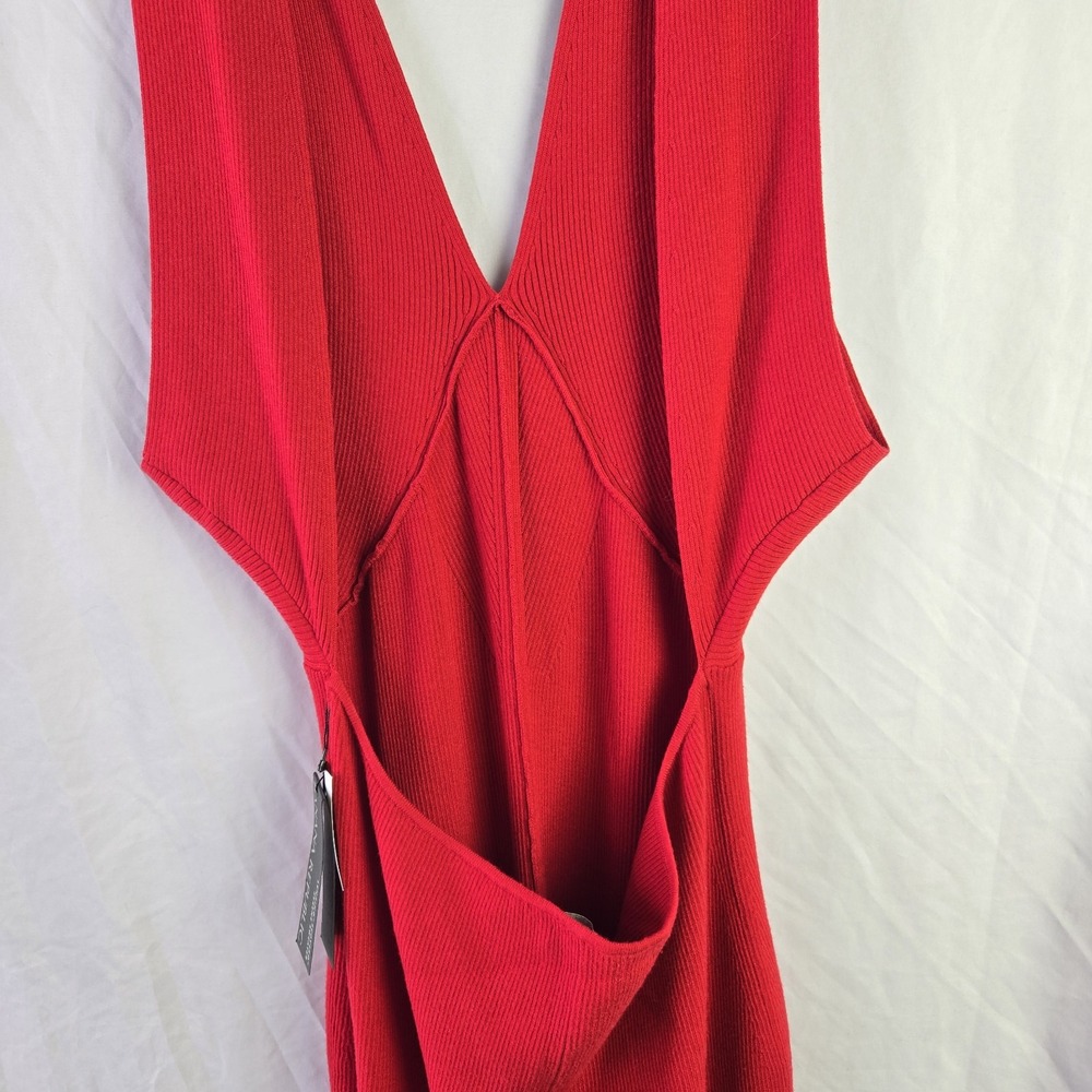 Banana Republic Lenzing Ecovero Serene Sweater Dress Large Red Ribbed Date Night - Picture 7 of 16